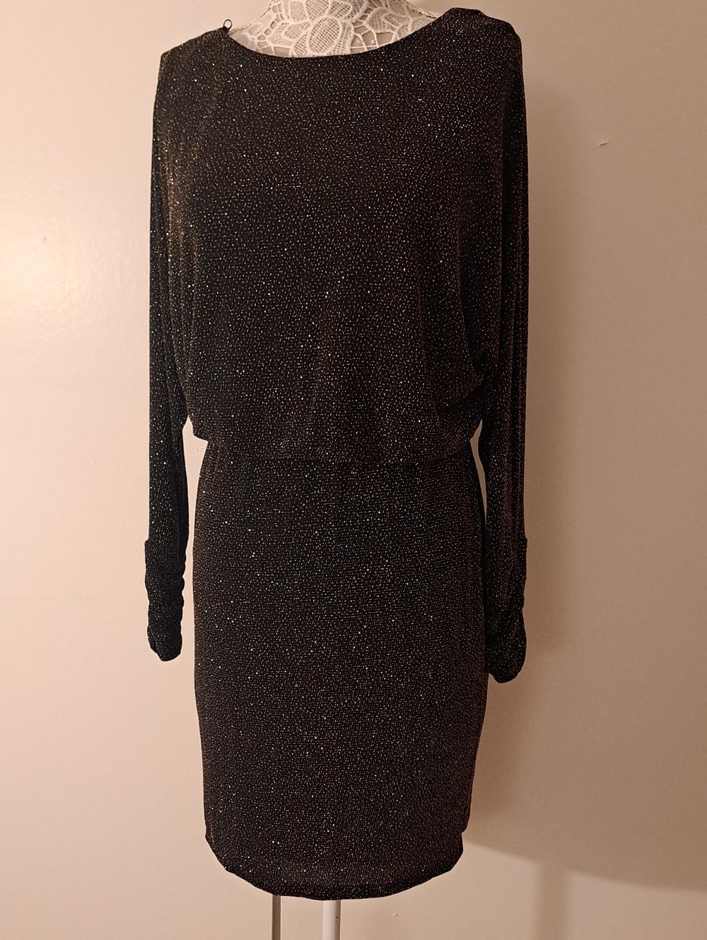 Jessica Howard Black Metallic Sparkle Long-Sleeve Dress